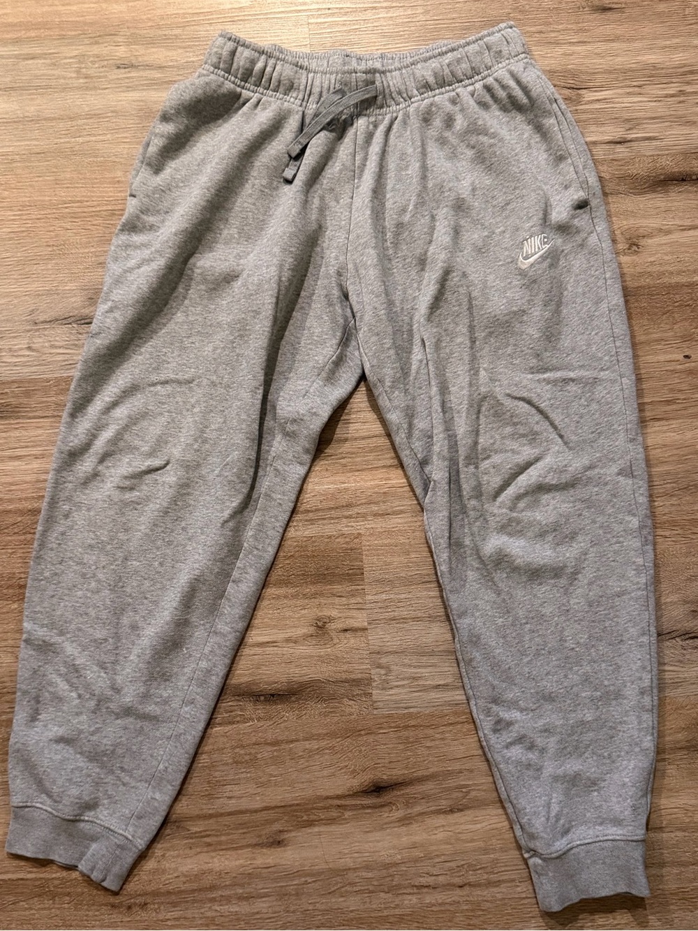 Nike Light Gray Fleece Sweatpants with Elastic Waist